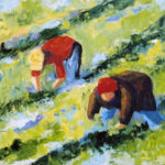 California Fields Harvesting - 14" x 11" oil on canvas